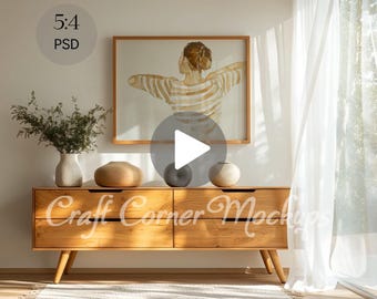 Video Frame Mockup, Horizontal Mockup Frame Animated Frame Mockup Interior Frame Video Mockup Horizontal Wall Art Video Mockup Landscape PSD