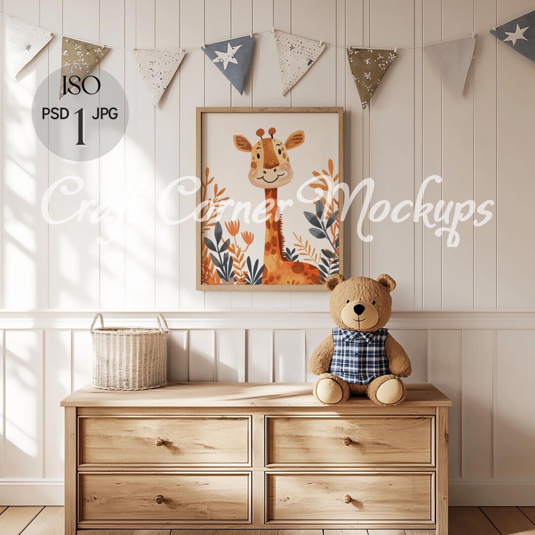 Kids Room Poster Mockup, Playroom Wall Art Mockup, Nursery Frame Mockup