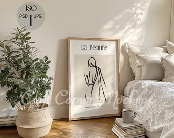 Bedroom Frame Mockup, DIN A Vertical Frame Mockup, Picture Frame Mockup, Template for Art, Digital Frame Portrait, Photoshop Poster Mockup