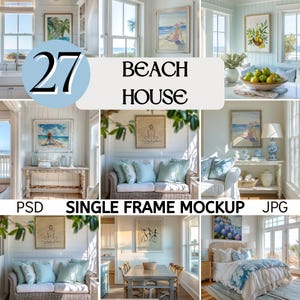 Beach House Frame Mockup Bundle | Beach Frame Mockup Bundle | Coastal Frame Mockup Single Frame Mockup Summer | Interior Wall Art Mockup PSD