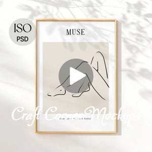 Vertical Frame Video Mockup, Vertical Frame Mockup, Video Mobile, Poster Mockup Video, Animated Mockup, Thin Wooden Frame, DIN A PSD Mockup
