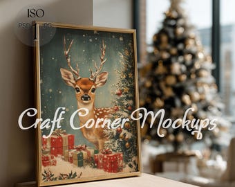 Christmas Frame Mockup, Vertical Window View (PSD, JPG)