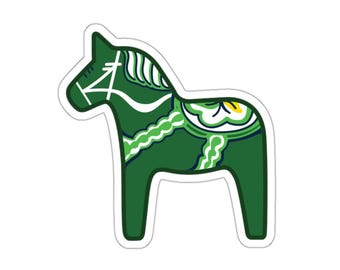 Dala Horse Green Full Color Sticker Flipped