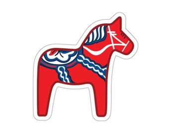 Dala Horse Sticker, Swedish Horse Sticker, Swedish Gift, Dala Horse Gift, Swedish Sticker Scandinavian gift Dala Horse Red Die-Cut Sticker