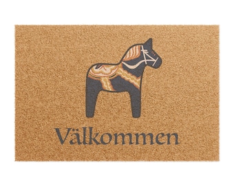 Välkommen Blue Dala Horse Doormat