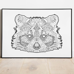 Nordic Raccoon digital download print in 5 sizes