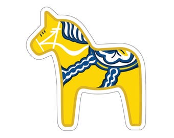 Dala Horse Yellow Full Color Sticker Flipped