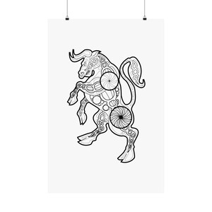 Bull Art Medieval Heraldry Bull Viking Bull Celtic Bull Design Illustration Viking Bull Decor Wall Art Gift