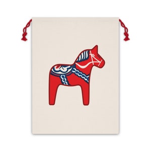 Red Dala Horse Linen Bag