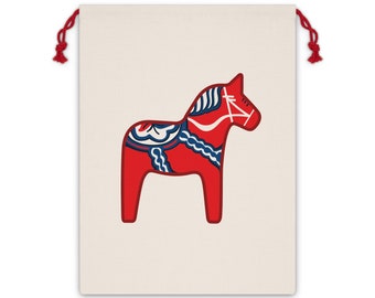 Red Dala Horse Linen Bag