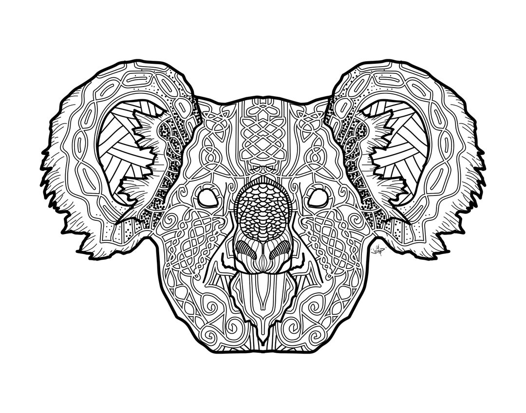 Koala Drawing Koala Art Koala Wall Art Black and White Etsy