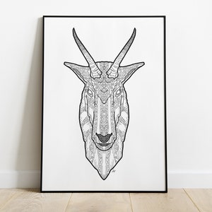 Nordic Mountain Goat digital download print in 5 sizes