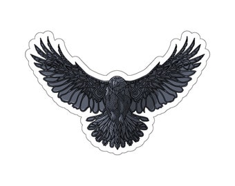 2x Blut Red Raven Vinyl-Aufkleber – Je 10 Cm, Wikinger Krähe, Grunge Style, Glänzend, Einfach Zu Entfernen