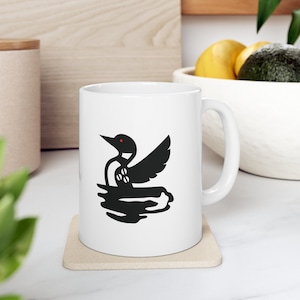 Loon Coffee Cup Ceramic Mug 11oz, Loon Coffee Cup, Loon Coffee Mug, Loon gift, Minnesota Loon