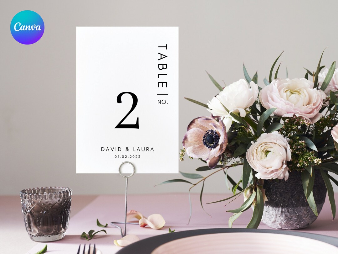 Modern Minimalist Wedding Table Number Template | Canva Template ...