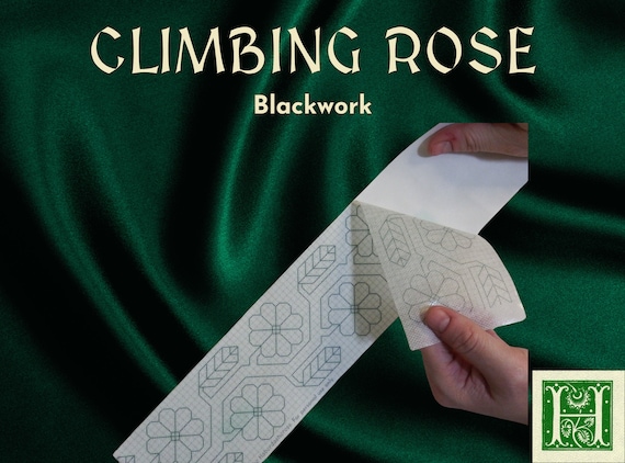 Climbing Rose Embroidery Pattern Stick and Stitch Blackwork Design DIY Needlework PDF Download