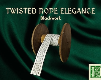 Rope Twist Embroidery Pattern: Stick-and-Stitch Blackwork Design with Water Soluble Interfacing