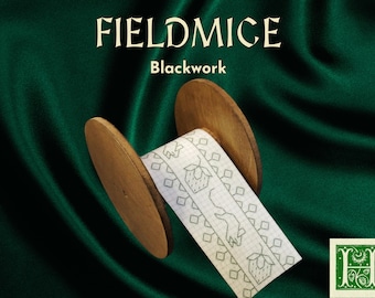 Strawberry Fieldmice Embroidery Pattern: Stick & Stitch Water Soluble Design for DIY Medieval Folk Art