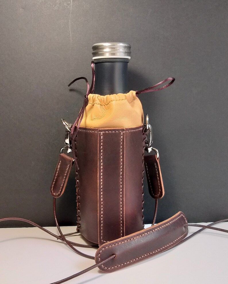 Leder Flaschenhalter mit Crossbody Gurt, Harness Leder Flaschenträger mit Schultergurt, Leder Flaschenhalter,Leder Flaschenträger Bild 2