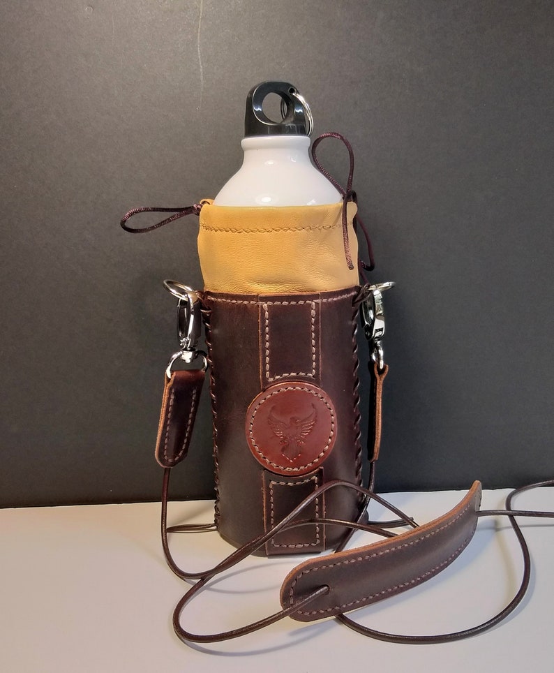 Leder Flaschenhalter mit Crossbody Gurt, Harness Leder Flaschenträger mit Schultergurt, Leder Flaschenhalter,Leder Flaschenträger Bild 3