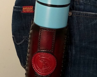 Leather Bottle Belt Holster, Leather Bottle Holder, Leather Bottle Carrier, Leather Water Bottle Holder, Leather Beer Holder