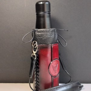 Leder Flaschenhalter mit Crossbody Gurt, Harness Leder Flaschenträger mit Schultergurt, Leder Flaschenhalter,Leder Flaschenträger Bild 2