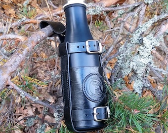 Leather Bottle Belt Holster, Leather Bottle Holder, Leather Bottle Carrier, Leather Water Bottle Holder, Leather Beer Holder