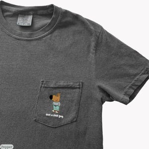Comfort Colors® Just a Chill Guy Pocket Shirt, Lowkey Chill Guy Meme, Funny Tiktok Meme Gift, Viral Dog Cartoon, Tiktok Viral Meme Shirt
