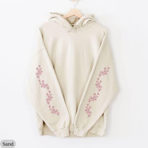 Sakura Sleeve Print Hoodie, Cherry Blossom Cute Sweatshirt, Pink Kawaii Sakura Cherry Blossom Sweatshirt, Kawaii Hoodie, Sakura Hoodie