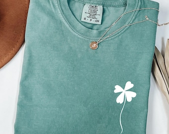 Comfort Colors® Clover Shirt, Shamrock Long Sleeve Shirt, Minimalist Irish Shirt, St. Patrick Shirt, St. Patricks Day Shirt, Irish Shamrock