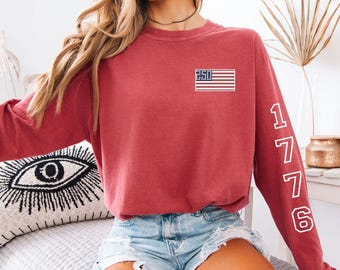 Comfort Colors® 250th America Anniversary Long Sleeve Tee, Celebrate 250th Anniversary Shirt, Independence Day Shirt, 4th of July Shirt