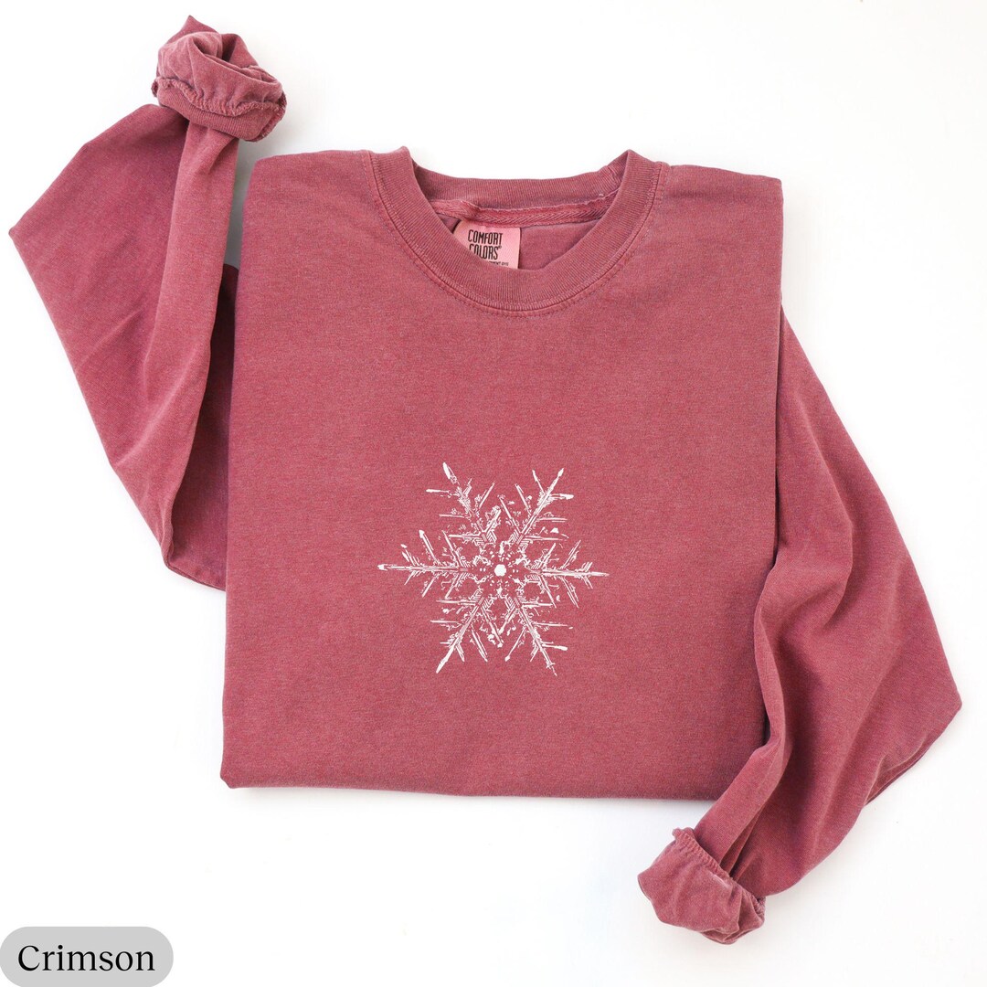 Comfort Colors® Snowflake Long Sleeve Tee, Retro Snowflake Shirt ...