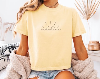 Comfort Colors® Sunhine Summer Women's Boxy Tee,Aesthetic Sun Boxy Shirt, Minimalist Sun Shirt,Unique Summer Shirt, Boho Sun Shirt, Boxy Tee