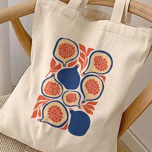 Aesthetic Figs Canvas Tote Bag, Vintage Figs Cute Canvas Tote Bag, Figs Fruits Tote Bag, Aesthetic Canvas Tote Bag, Botanical Tote Bag