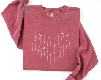 Comfort Colors® Hearts Long Sleeve Tee, Cute Heart Shirt, Love Valentines Day Shirt, Valentines Shirt, Loved Ones Gifts, Cute Christmas Gift