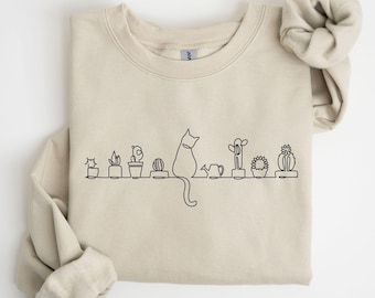 Cats and Plants Sweatshirt, Plant Lady Hoodie, Plant Lover Gift Sweatshirt,Gardening Sweatshirt, Succulents And Cat Hoodie,Plants Sweatshirt
