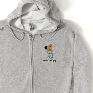 Just A Chill Guy Zip Up Hoodie, TikTok Meme Zip Up, Chill Guy Trendy Meme Gift, Funny Viral Dog Cartoon Zip Up Hoodie, Gift For Boyfriend