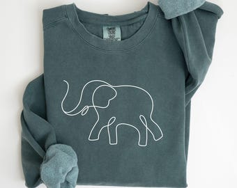 Comfort Colors® Elephant Sweatshirt, Gift for Animal Lovers, Abstract Elephant Shirt, Animal Lover Gift, Safari Shirt, Minimalist Elephant