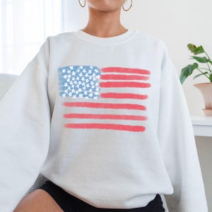 Retro Usa Flag Seweatshirt, American Flag Sweatshirt, Usa Kids Sweatshirt, Fourth Of July, Patriotic USA Gift,  Trendy Usa Flag Sweatshirt
