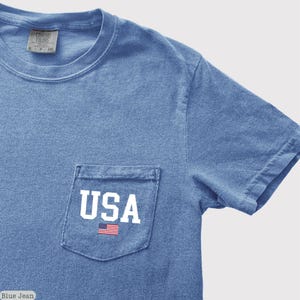 USA Flag Comfort Colors® Pocket Shirt, USA Flag Shirt, 4th of July Shirt, USA Pocket Shirt, Usa pocket tee, Usa Minimalist Pocket Shirt