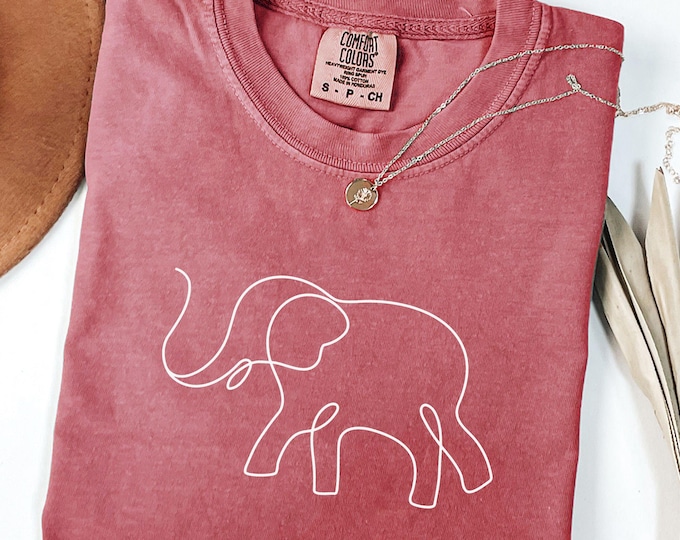 Comfort Colors® Elephant Shirt, Gift for Animal Lovers, Abstract Elephant Shirt, Animal Lover Gift, Safari Tee, Minimalist Elephant Shirt