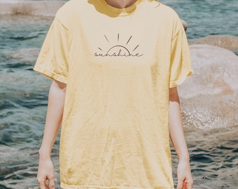 Comfort Colors® Sunshine Summer Shirt, Sunshine Shirt, Boho Sun Shirt, Minimalist Sun Shirt, Aesthetic Sunshine Shirt, Sun T-Shirt,Retro Sun