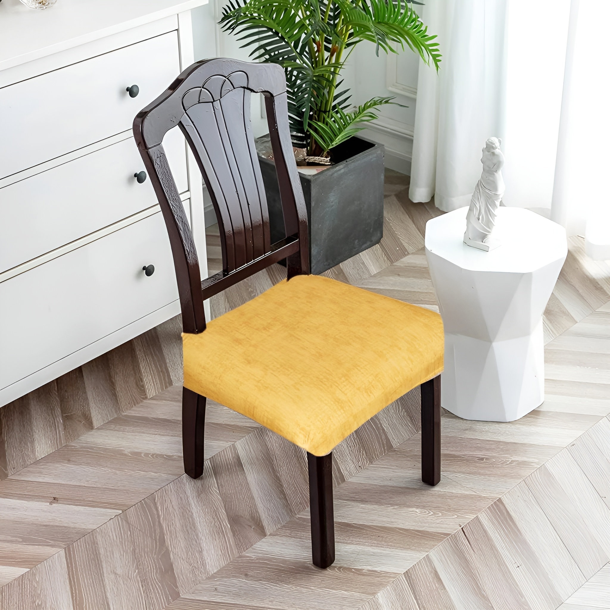 Fabane Stretch Chair Seat Covers Dining Room Armless Handmade Chair Protector Spandex Slipcovers Washable Texture Pattern Gold Etsy