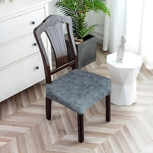 Grey Texture Stretch Chair Seat Cover: Spandex Dining Room Protector
