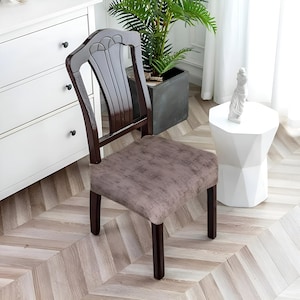 Stretch Dining Chair Seat Cover: Brown Texture Spandex Slipcover