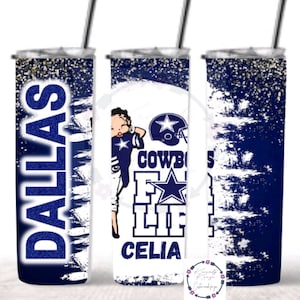 Dallas Cowboys Betty 20oz tumbler with matching car coaster.  3 options available.  Personalization available Perfect gift or for yourself!