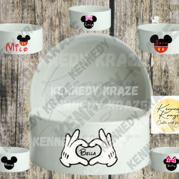 Pet Bowl Personalized with name Hand Heart, Mouse Head, Mouse Head with Bows 2 sizes to choose from  available Perfect gift or yourself