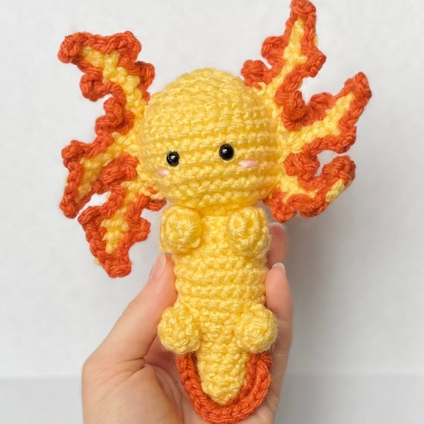 Handgemaakte PDF Het zakhuisdier Axolotl - klein naai-haakpatroon: Gehaakt Axolotl-knuffelpatroon