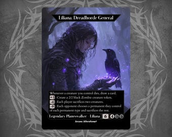 MTG 改変アートカード - 異端の癒し手、リリアナ // 反抗的な屍術師