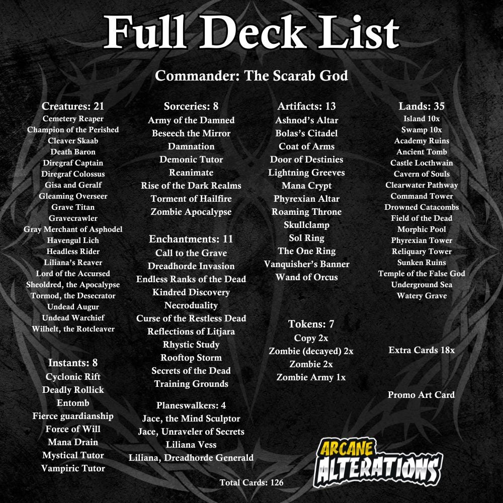 The Scarab God Zombie Tribal Reanimation Commander Deck Fully Customized - Etsy The Scarab God Zombie Tribal Reanimation Commander Deck Fully Customized - Etsy